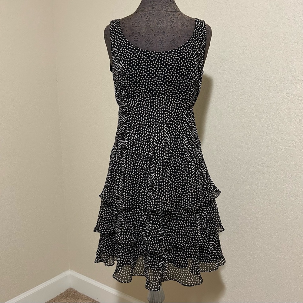 Kay Unger Black and White Layered Mini Dress
